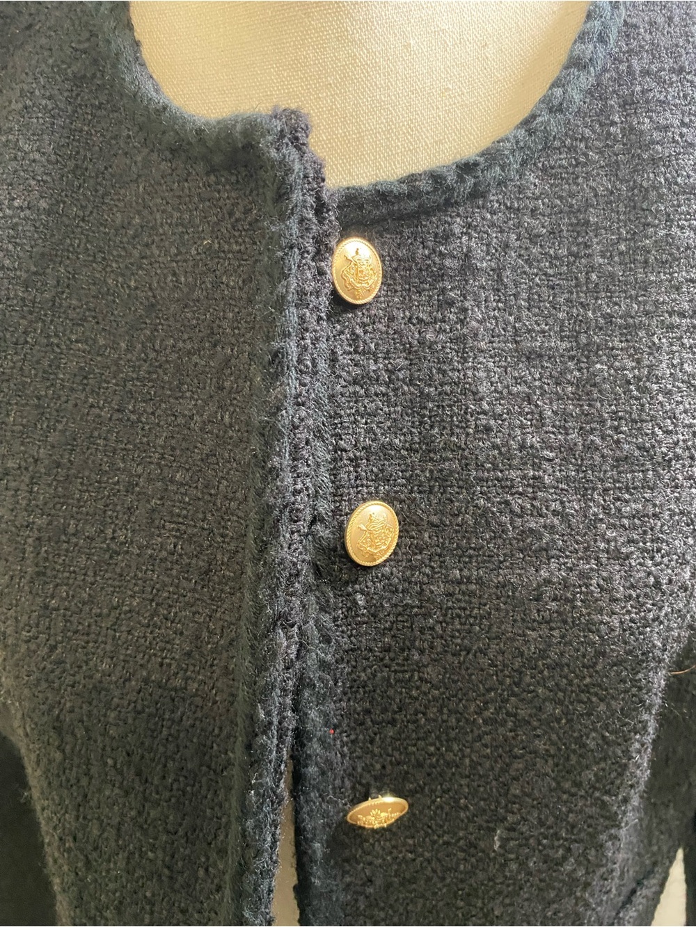 J. Crew Black Bouclé Gold Button Wool Blend Cropped Jacket - Picture 3 of 10